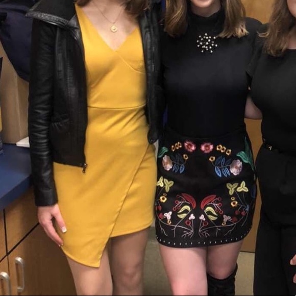 Mustard Yellow Cocktail Formal Dress - Picture 4 of 5